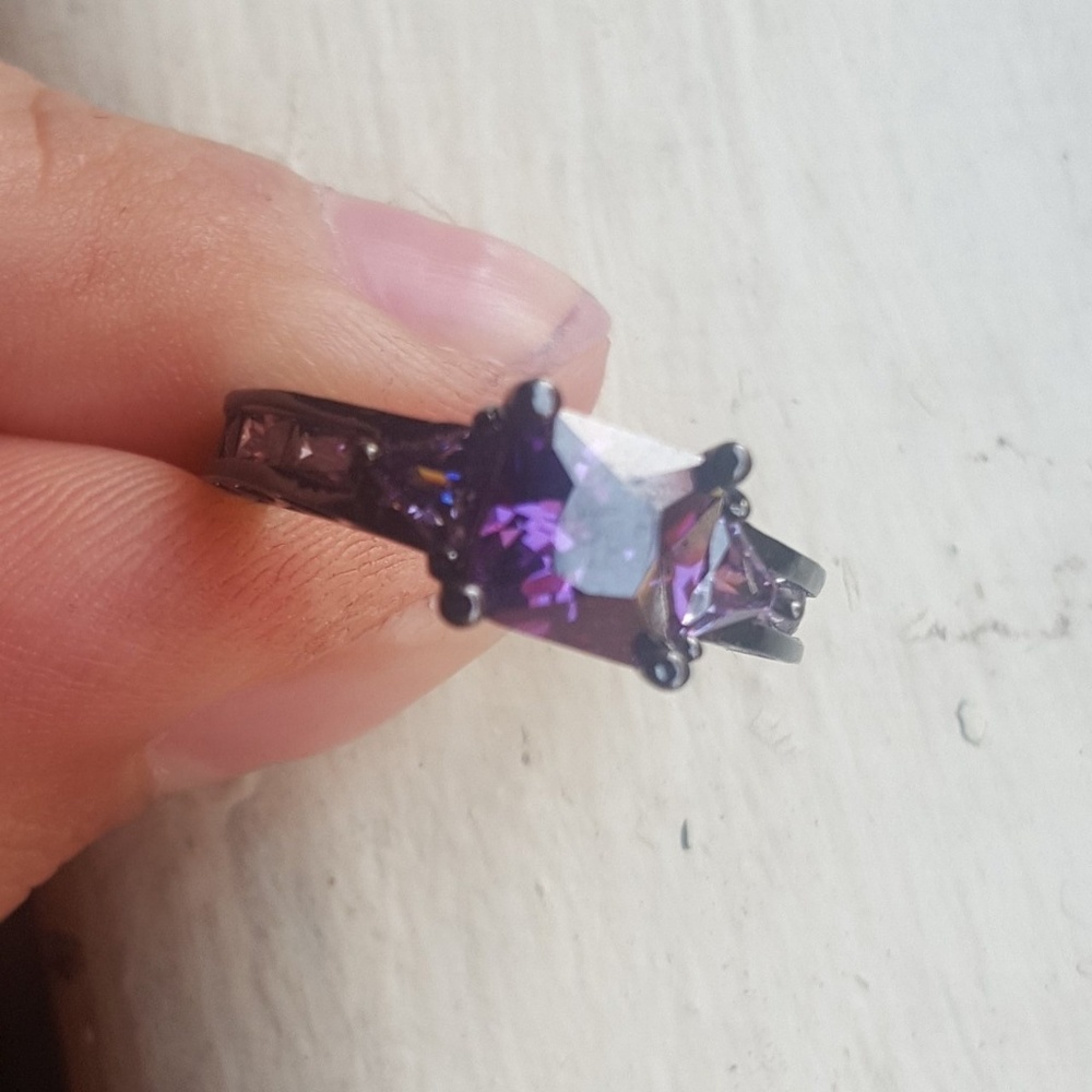Black&purple gothic engagement ring